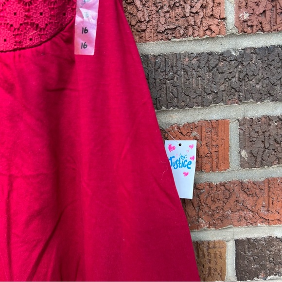 Justice Burgundy Magenta Crochet Lace Halter Top Layered Tank Top - Picture 3 of 4